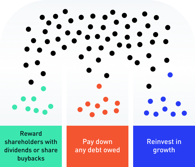This graphic illustrates some common ways that a company earning profits could make use of those profits.